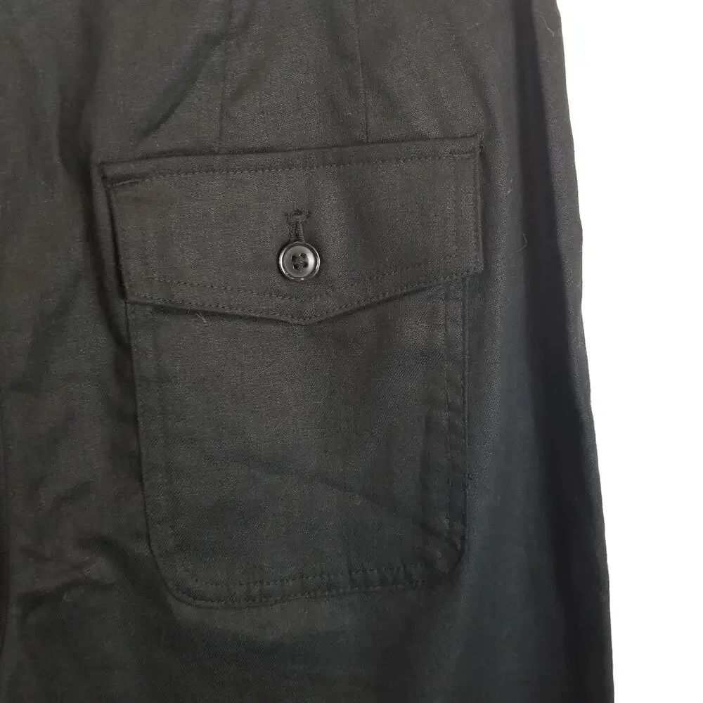 Banana Republic Women's Black Tie Belted Linen Cotton Blend Dress Pants Size 4